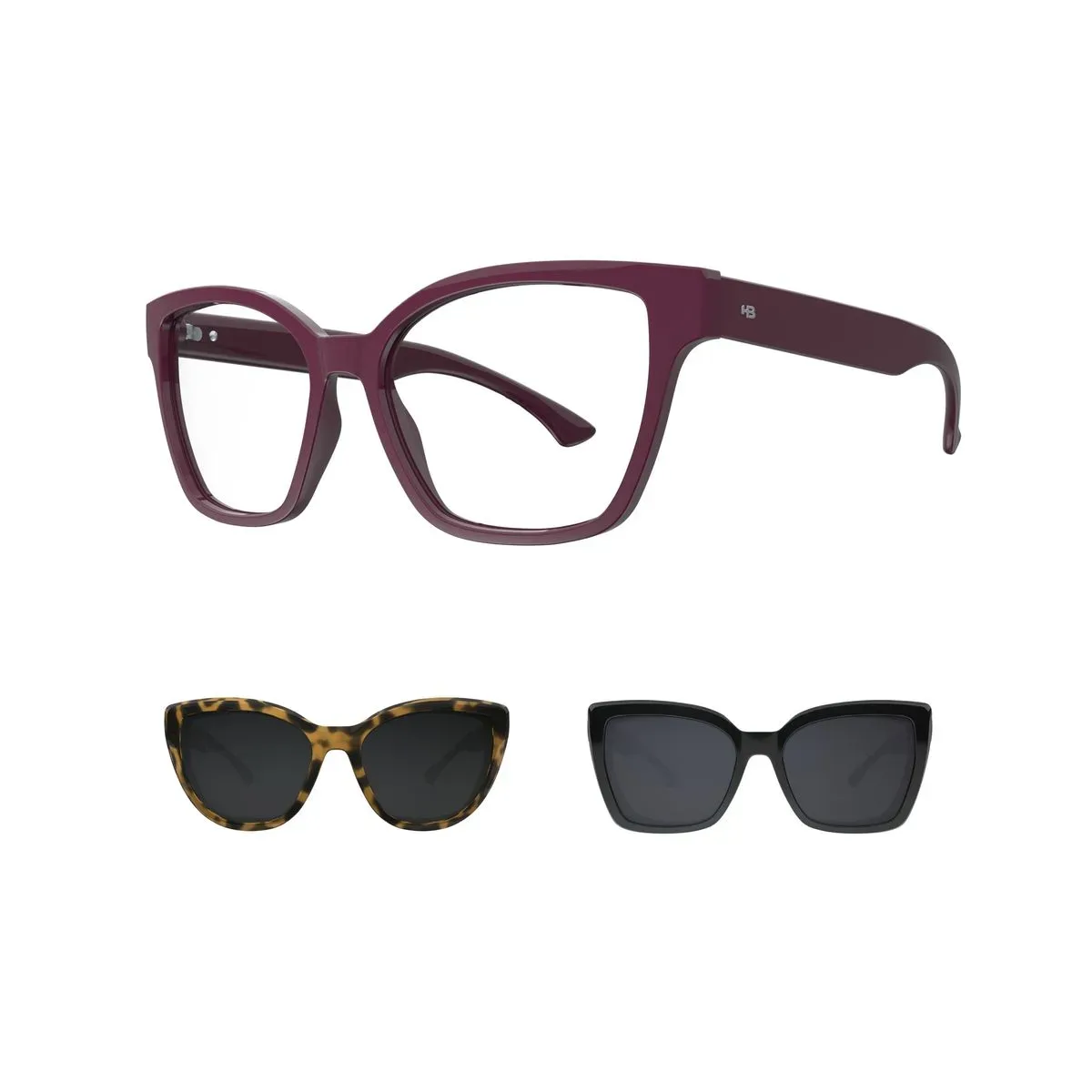 Óculos de Grau HB Switch 0403 Clip On Passionate/ Q. Black/ G Havana/ Polarized Brown — Geral