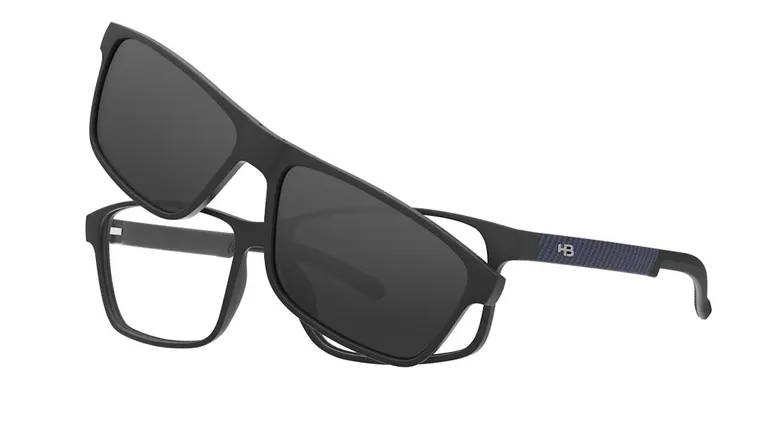 Óculos de Grau HB Switch 0538 Clip on M Black/ Blue P Carbon Fiber Polarized Gray