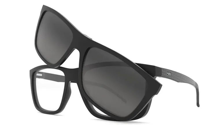 Óculos de Grau HB 0380 Switch Clip On Pint Carbon Fi/ Polarized Gray