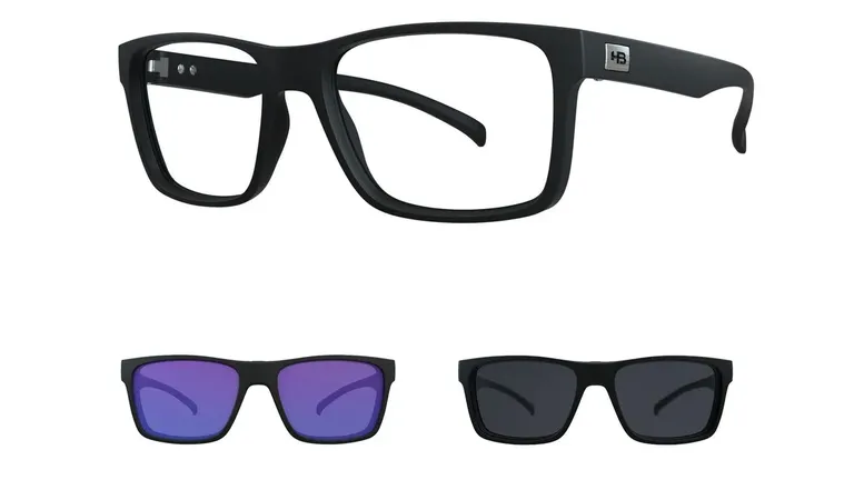 Óculos de Grau HB Clip On Switch 0339 Matte Black Gray/ Mult Blue