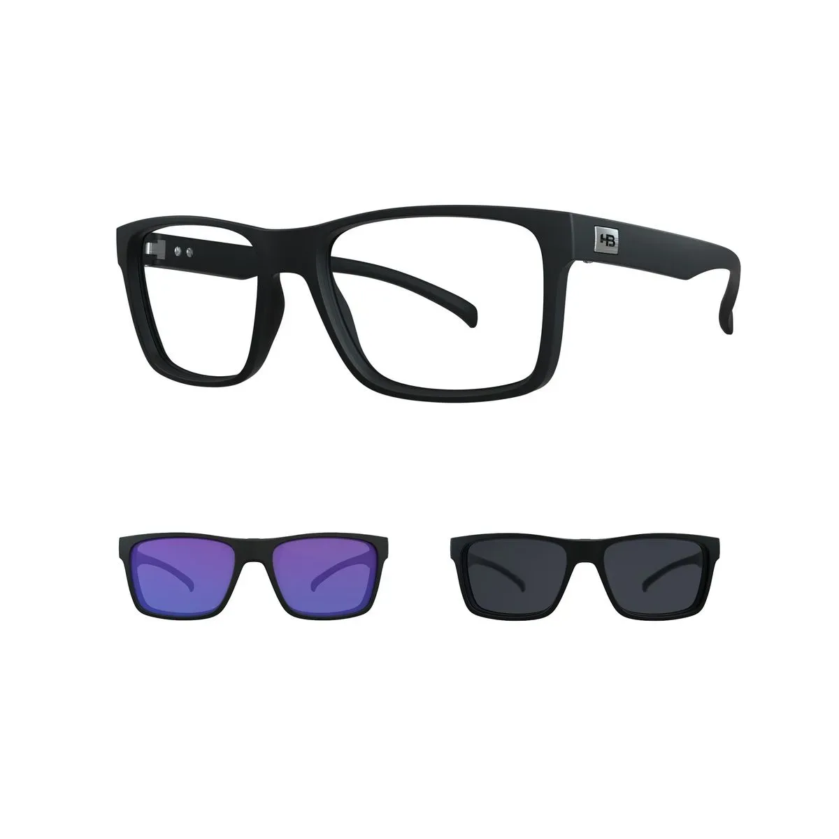 Óculos de Grau HB Clip On Switch 0339 Matte Black Gray/ Mult Blue — Geral