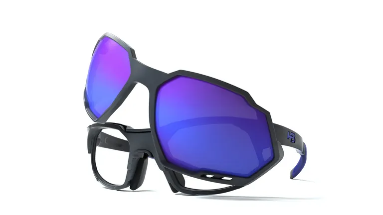 Óculos de Grau HB Rush Clip On Matte Graphite/ Blue Chorme