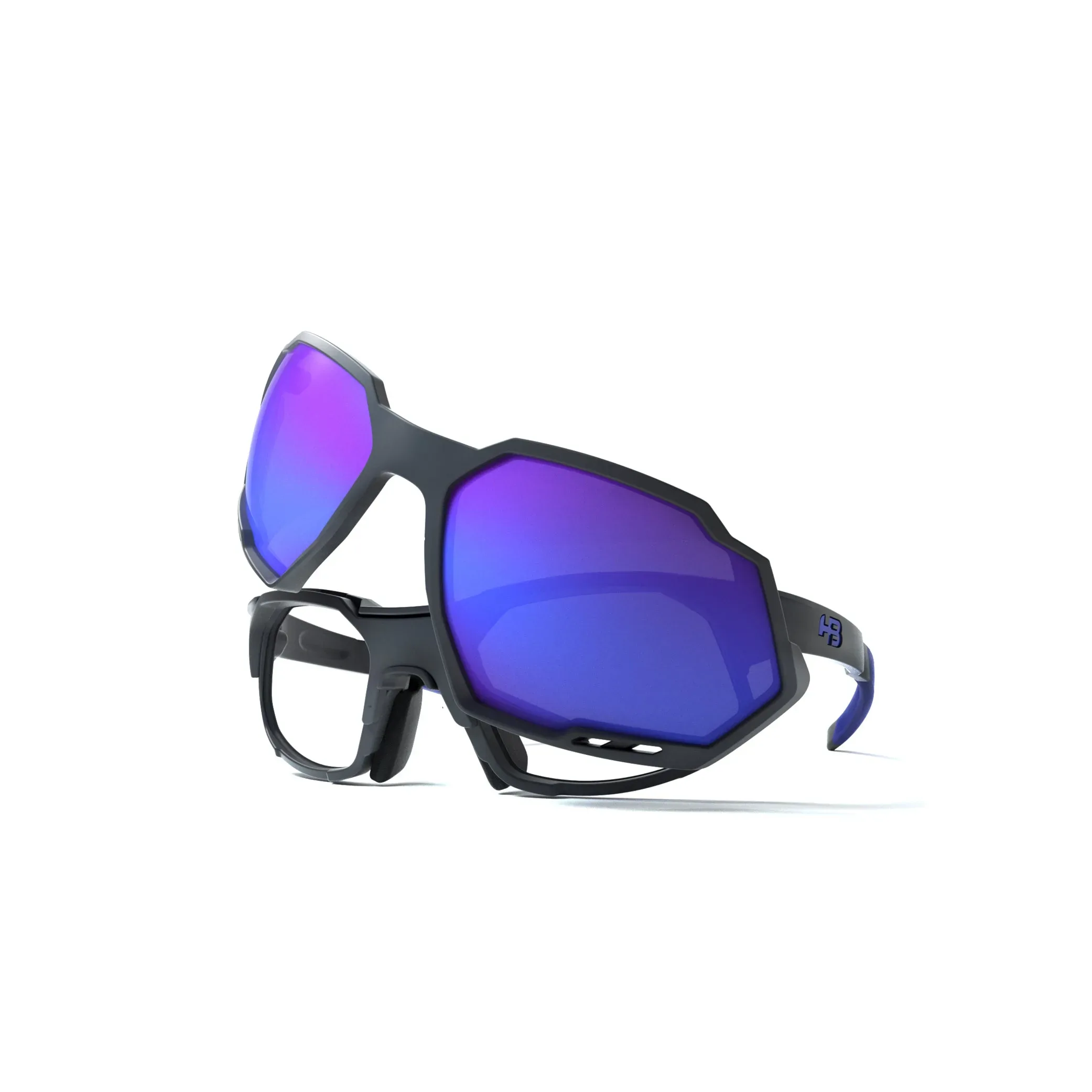 Óculos de Grau HB Rush Clip On Matte Graphite/ Blue Chorme