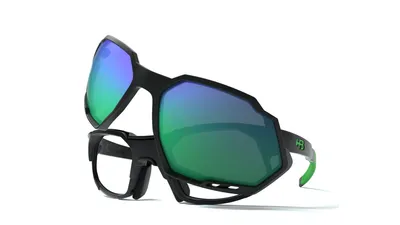 Óculos de Grau HB Rush Matte Black D. Green / Green Chrome - Lente 5.3 cm