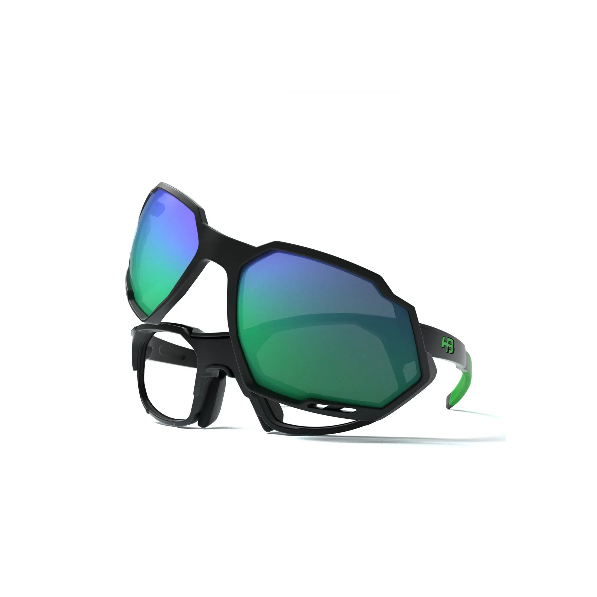 Óculos de Grau HB Rush Matte Black D. Green / Green Chrome - Lente 5.3 cm