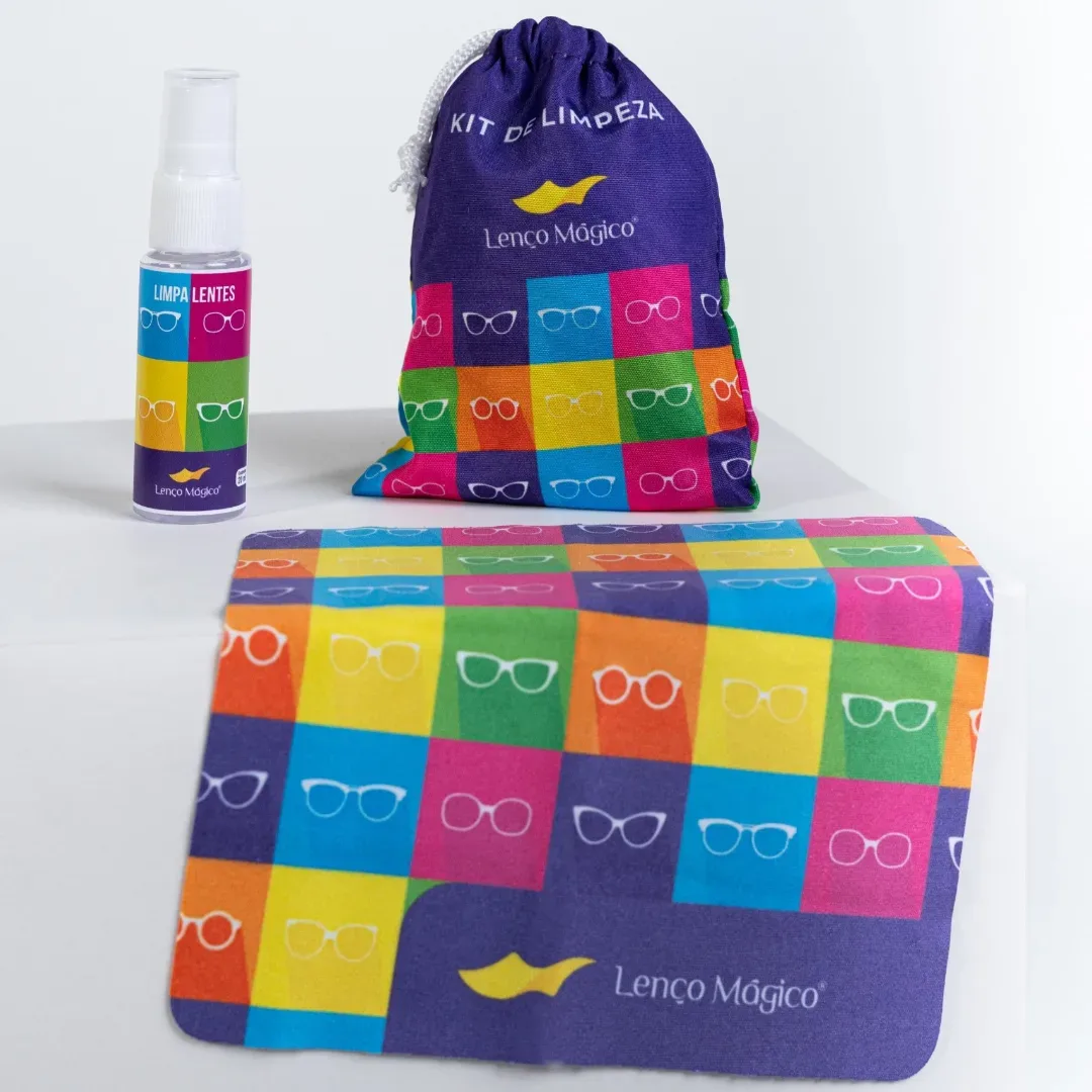 100 Kit Saquinho Limpeza + Spray Eco + Microfibra Premium 15×15