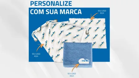 Lenço de alta performance, de microfibra e Glasses Bag personalizados com sua marca!