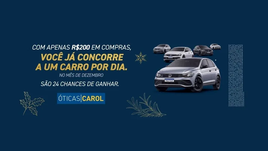 Óticas Carol lança Campanha "Natal na Carol" com sorteio de 24 carros