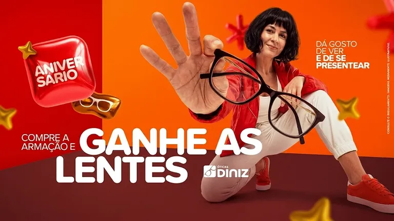 Óticas Diniz celebram 34 anos com ação que alia benefício ao consumidor e fortalecimento da marca